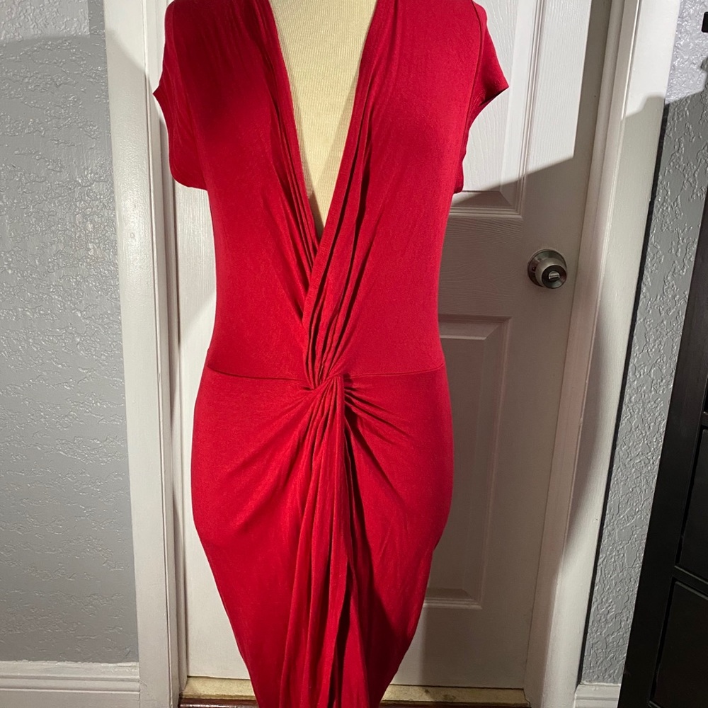 Red Deep V neck dress, Worn Once